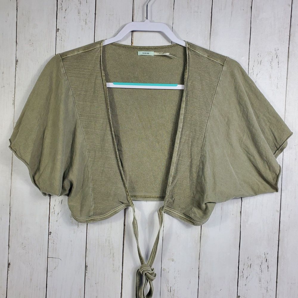 Kimchi Blue Women's Cardigan Size Medium Olive Green Open Front Preppy